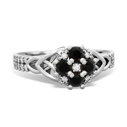Onyx Celtic Knot Cluster Engagement 14K White Gold ring R26443RD