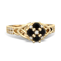 Onyx Celtic Knot Cluster Engagement 14K Yellow Gold ring R26443RD