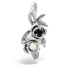 Onyx Rose Vine 14K White Gold pendant P5680