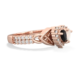 Onyx Celtic Knot Two Hearts As One 14K Rose Gold ring R2644HRT