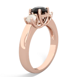 Onyx Three Stone Round Trellis 14K Rose Gold ring R4018