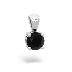 Onyx 6Mm Round Solitaire 14K White Gold pendant P1786
