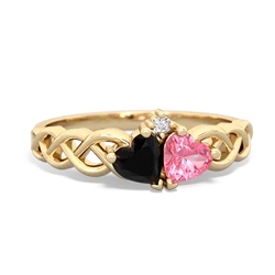 Onyx Heart To Heart Braid 14K Yellow Gold ring R5870
