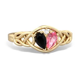 Onyx Celtic Love Knot 14K Yellow Gold ring R5420
