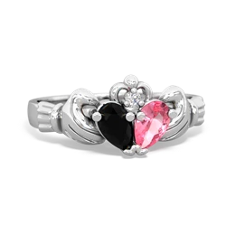 Onyx 'Our Heart' Claddagh 14K White Gold ring R2388