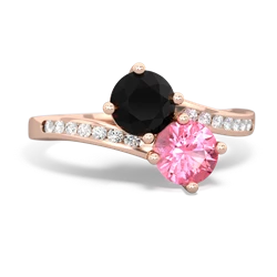 Onyx Channel Set Two Stone 14K Rose Gold ring R5303