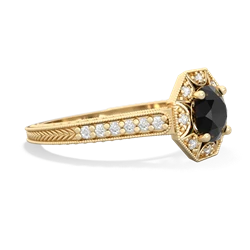 Onyx Art-Deco Starburst 14K Yellow Gold ring R5520