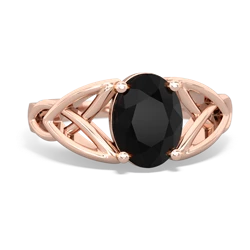 Onyx Celtic Trinity Knot 14K Rose Gold ring R2389