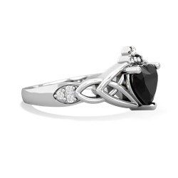Onyx Claddagh Celtic Knot Diamond 14K White Gold ring R5001
