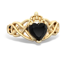Onyx Claddagh Celtic Knot 14K Yellow Gold ring R2367