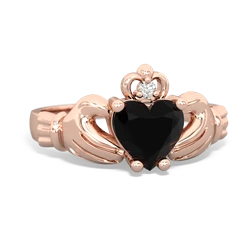 Onyx Claddagh Diamond Crown 14K Rose Gold ring R2372