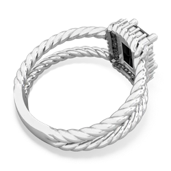 Onyx Rope Split Band 14K White Gold ring R2628