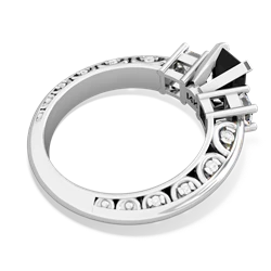 Onyx Art Deco Diamond 7X5 Emerald-Cut Engagement 14K White Gold ring R20017EM