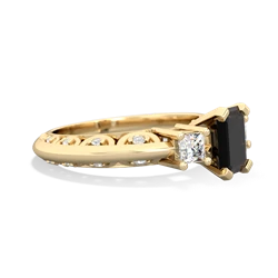Onyx Art Deco Diamond 7X5 Emerald-Cut Engagement 14K Yellow Gold ring R20017EM