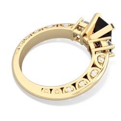 Onyx Art Deco Diamond 8X6 Emerald-Cut Engagement 14K Yellow Gold ring R20018EM