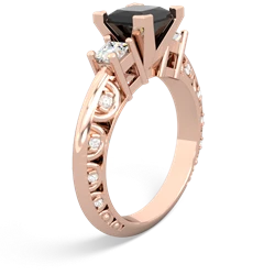 Onyx Art Deco Diamond Engagement 6Mm Princess 14K Rose Gold ring R2001