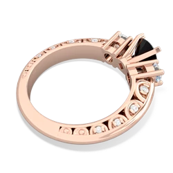 Onyx Art Deco Diamond 6Mm Round Engagment 14K Rose Gold ring R2003
