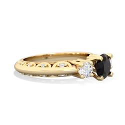 Onyx Art Deco Diamond 6Mm Round Engagment 14K Yellow Gold ring R2003