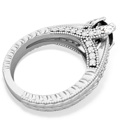 Onyx Antique Style Milgrain Diamond 14K White Gold ring R2028