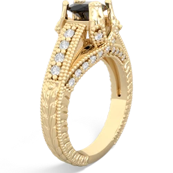 Onyx Antique Style Milgrain Diamond 14K Yellow Gold ring R2028