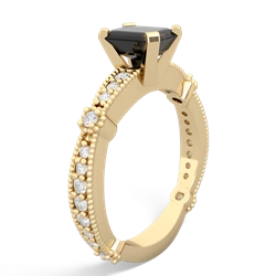 Onyx Sparkling Tiara 7X5mm Emerald-Cut 14K Yellow Gold ring R26297EM
