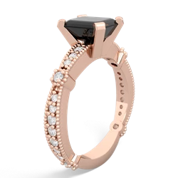 Onyx Sparkling Tiara 8X6 Emerald-Cut 14K Rose Gold ring R26298EM