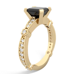 Onyx Sparkling Tiara 8X6 Emerald-Cut 14K Yellow Gold ring R26298EM