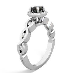 Onyx Infinity Halo Engagement 14K White Gold ring R26315RH