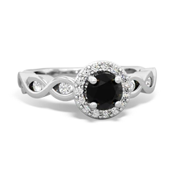 Onyx Infinity Halo Engagement 14K White Gold ring R26315RH