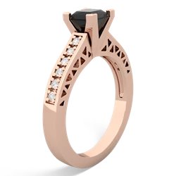 Onyx Art Deco Engagement 5Mm Square 14K Rose Gold ring R26355SQ