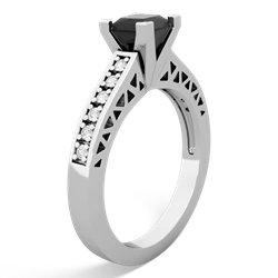 Onyx Art Deco Engagement 5Mm Square 14K White Gold ring R26355SQ