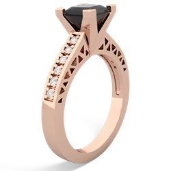 Onyx Art Deco Engagement 6Mm Princess 14K Rose Gold ring R26356SQ