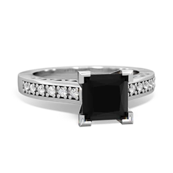 Onyx Art Deco Engagement 6Mm Princess 14K White Gold ring R26356SQ