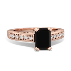 Onyx Art Deco Engagement 7X5mm Emerald-Cut 14K Rose Gold ring R26357EM