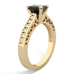 Onyx Art Deco Engagement 7X5mm Emerald-Cut 14K Yellow Gold ring R26357EM