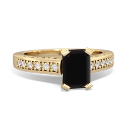 Onyx Art Deco Engagement 7X5mm Emerald-Cut 14K Yellow Gold ring R26357EM