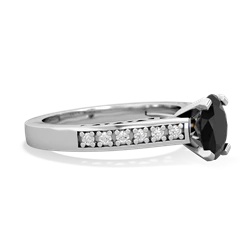 Onyx Art Deco Engagement 7X5mm Oval 14K White Gold ring R26357VL