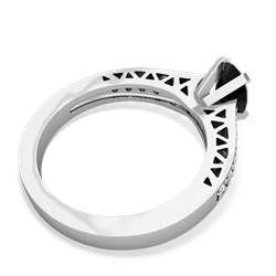 Onyx Art Deco Engagement 7X5mm Oval 14K White Gold ring R26357VL