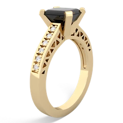 Onyx Art Deco Engagement 8X6mm Emerald-Cut 14K Yellow Gold ring R26358EM