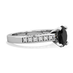 Onyx Art Deco Engagement 8X6mm Oval 14K White Gold ring R26358VL