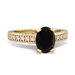 Onyx Art Deco Engagement 8X6mm Oval 14K Yellow Gold ring R26358VL
