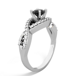 Onyx Diamond Twist 5Mm Round Engagment  14K White Gold ring R26405RD
