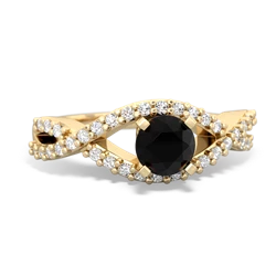 Onyx Diamond Twist 5Mm Round Engagment  14K Yellow Gold ring R26405RD
