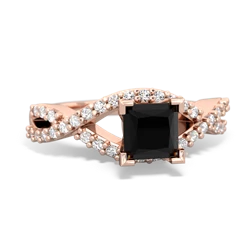 Onyx Diamond Twist 5Mm Square Engagment  14K Rose Gold ring R26405SQ