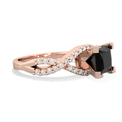 Onyx Diamond Twist 6Mm Princess Engagment  14K Rose Gold ring R26406SQ