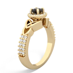 Onyx Celtic Knot Halo 14K Yellow Gold ring R26445RH