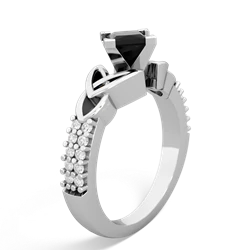 Onyx Celtic Knot 5Mm Square Engagement 14K White Gold ring R26445SQ