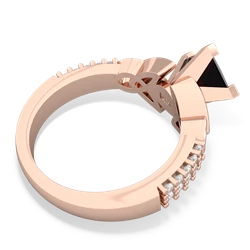 Onyx Celtic Knot 6Mm Princess Engagement 14K Rose Gold ring R26446SQ