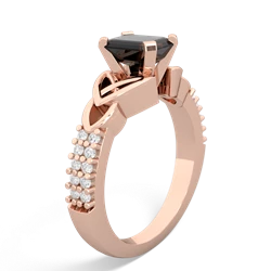 Onyx Celtic Knot 7X5 Emerald-Cut Engagement 14K Rose Gold ring R26447EM