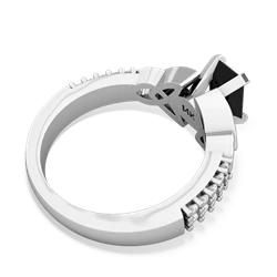 Onyx Celtic Knot 7X5 Emerald-Cut Engagement 14K White Gold ring R26447EM